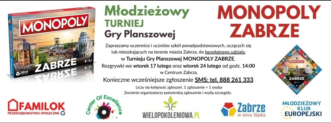 Młodzieżowy Turniej Biznesowej Gry Planszowej MONOPOLY ZABRZE